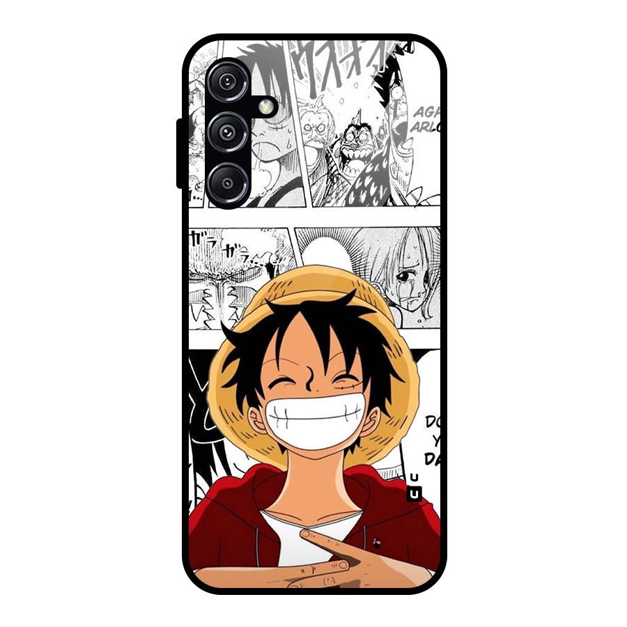 Manga Style Luffy Glass Back Case for Galaxy M34 5G