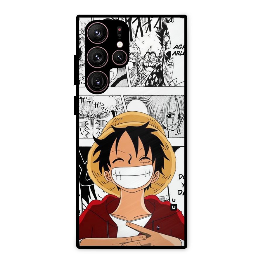 Manga Style Luffy Metal Back Case for Galaxy S22 Ultra 5G