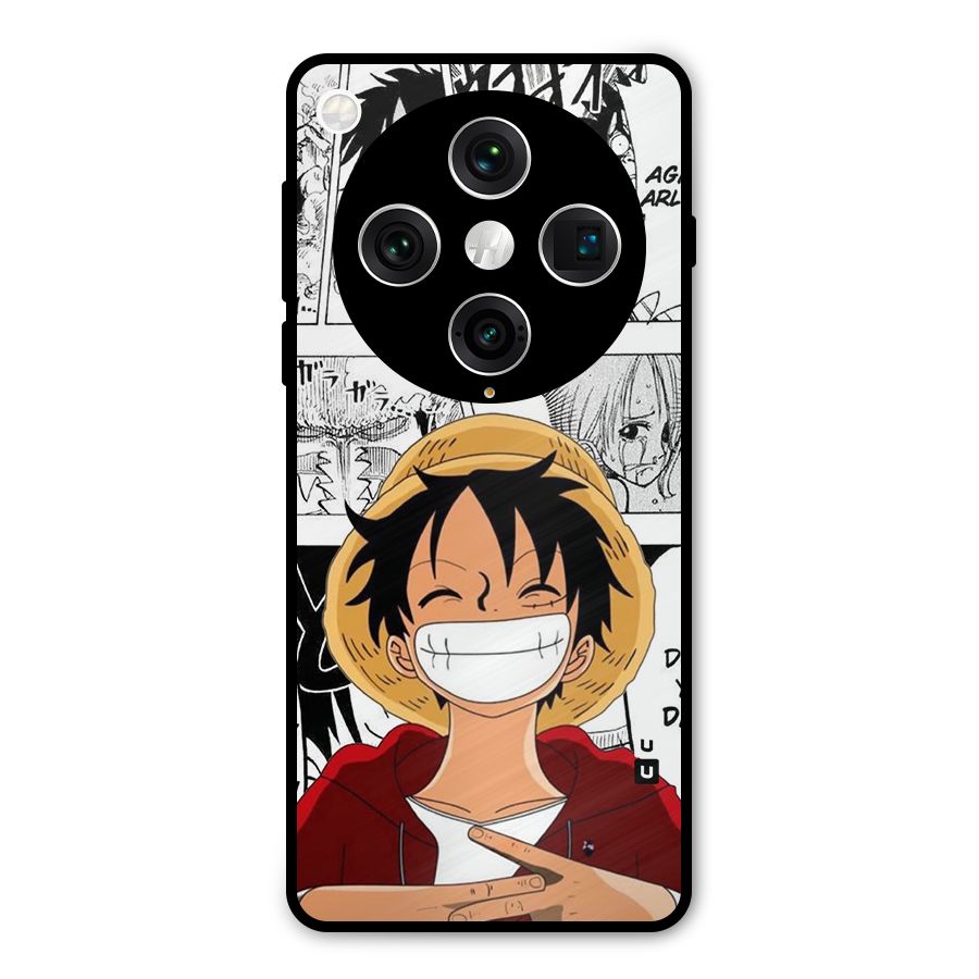Manga Style Luffy Metal Back Case for Oppo Find X8 Pro