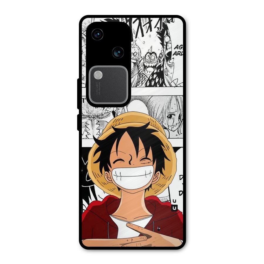 Manga Style Luffy Metal Back Case for Vivo V30 Pro