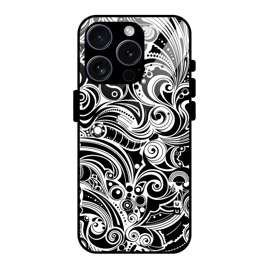 Maori Art Design Abstract Glass Back Case for iPhone 15 Pro