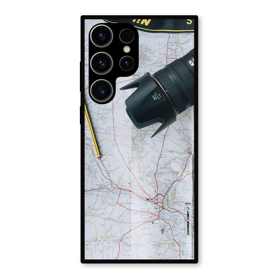 Map And Camera Metal Back Case for Galaxy S23 Ultra