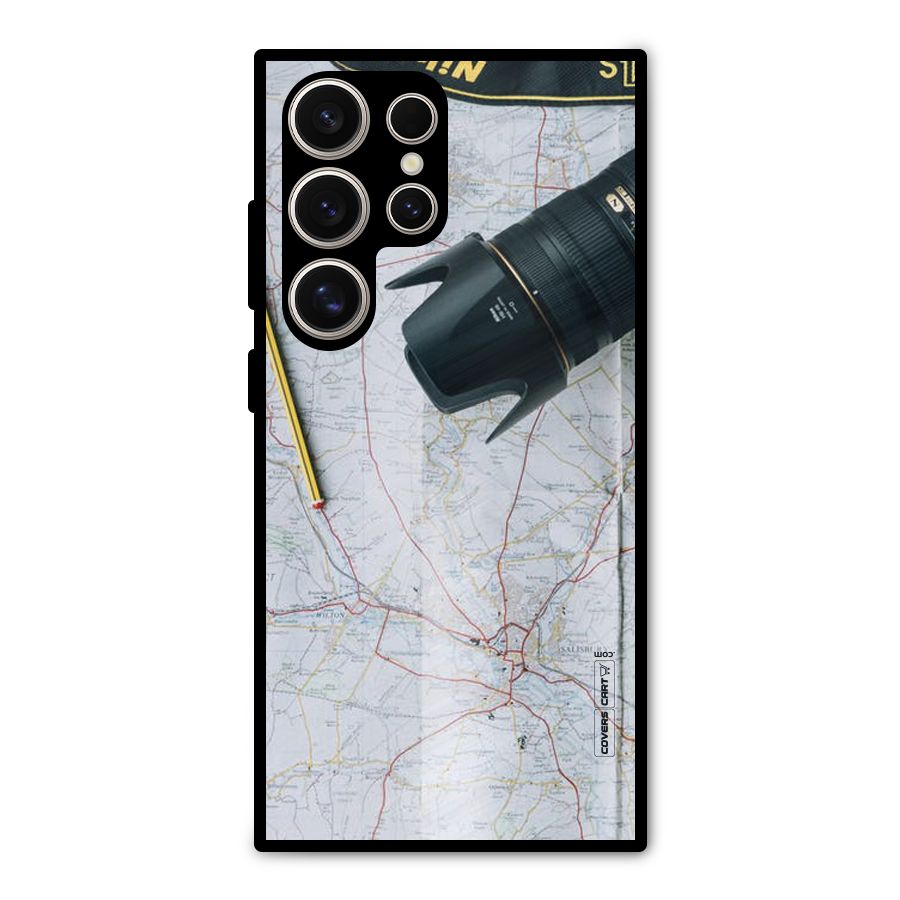 Map And Camera Metal Back Case for Galaxy S24 Ultra
