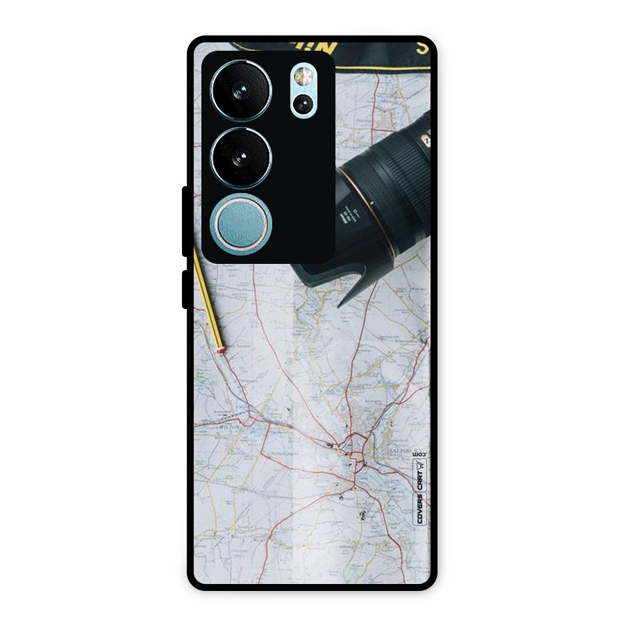 Map And Camera Metal Back Case for Vivo V29 Pro