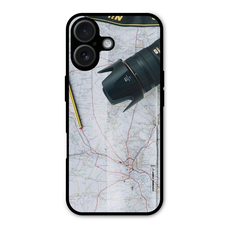 Map And Camera Metal Back Case for iPhone 16