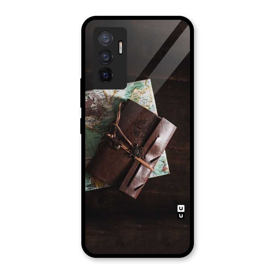 Map Journal Glass Back Case for Vivo V23e
