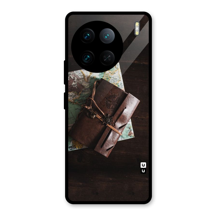 Map Journal Glass Back Case for Vivo X90 Pro