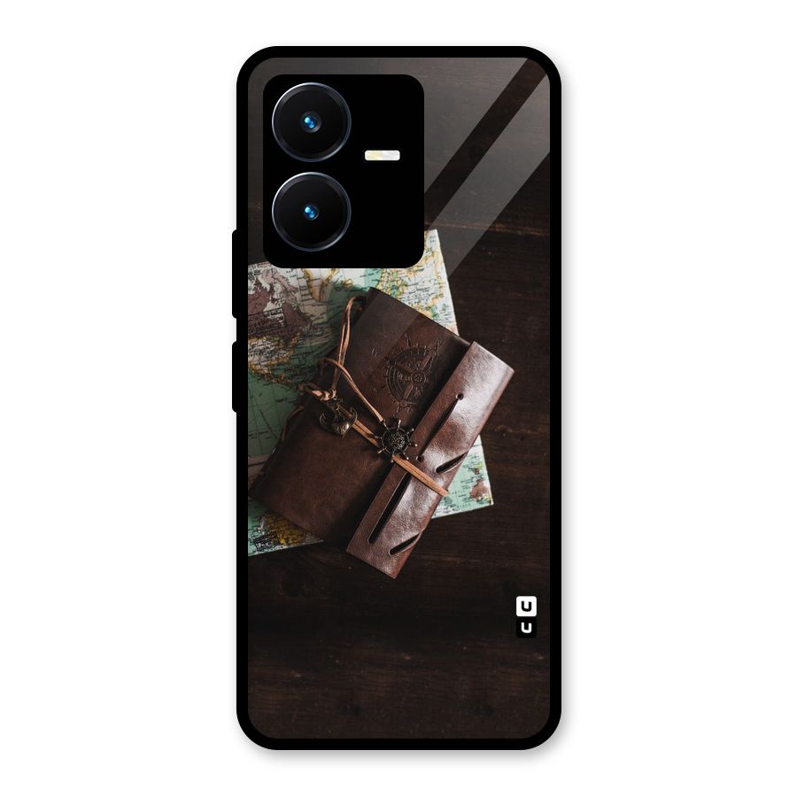 Map Journal Glass Back Case for Vivo Y22s