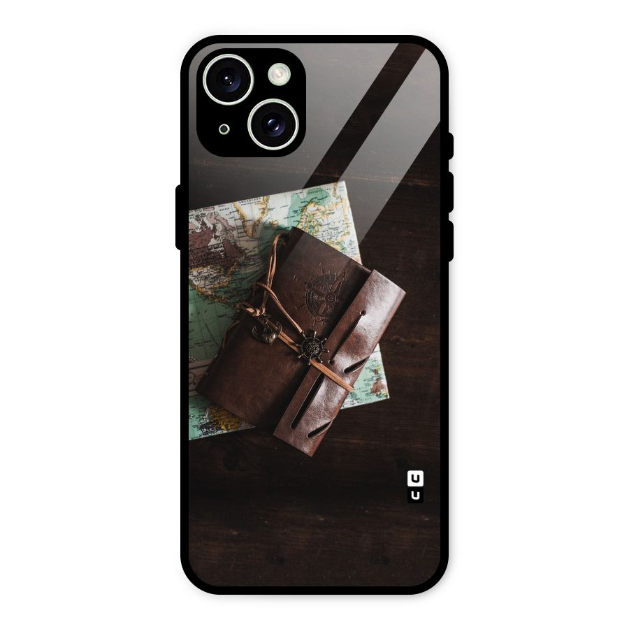 Map Journal Glass Back Case for iPhone 15 Plus