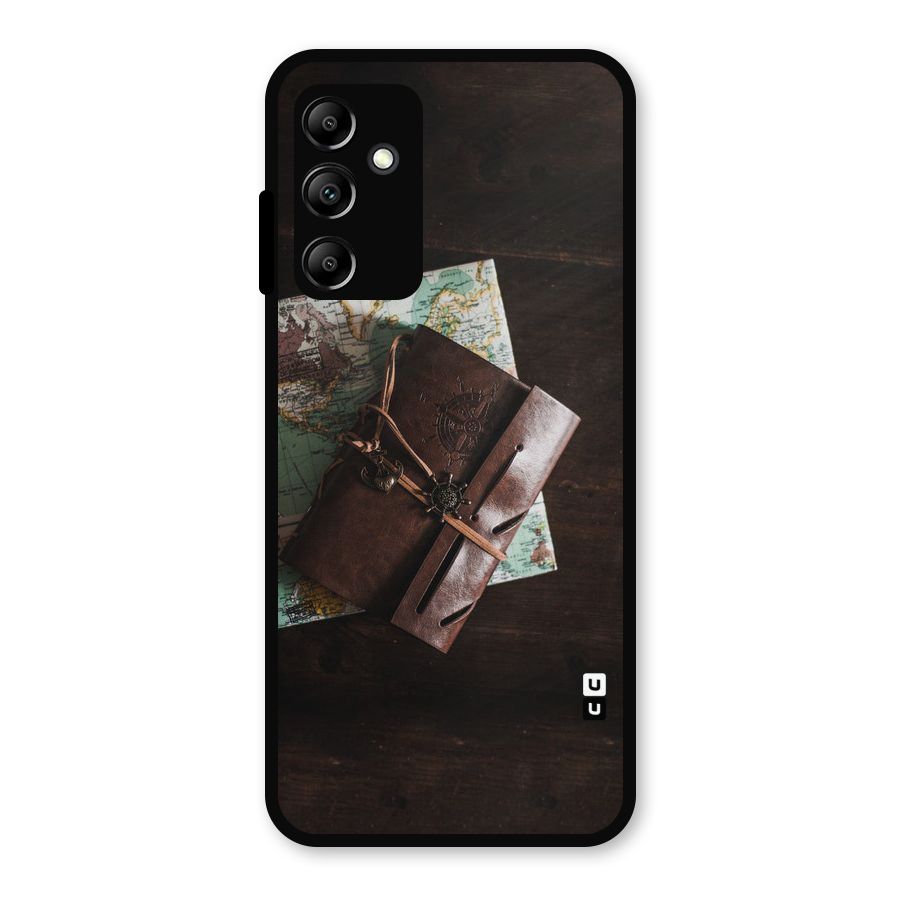 Map Journal Metal Back Case for Galaxy A14 5G