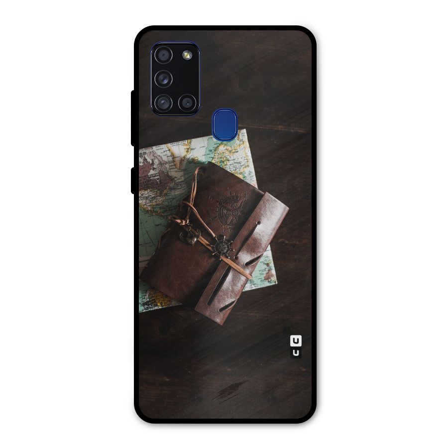 Map Journal Metal Back Case for Galaxy A21s