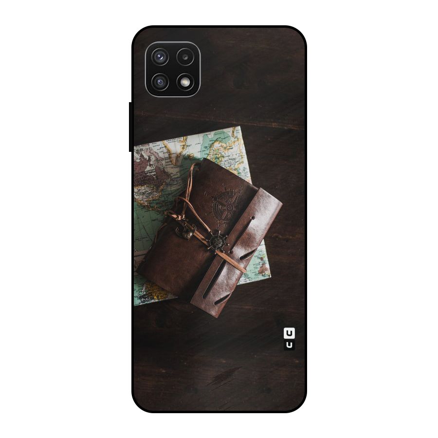 Map Journal Metal Back Case for Galaxy A22 5G