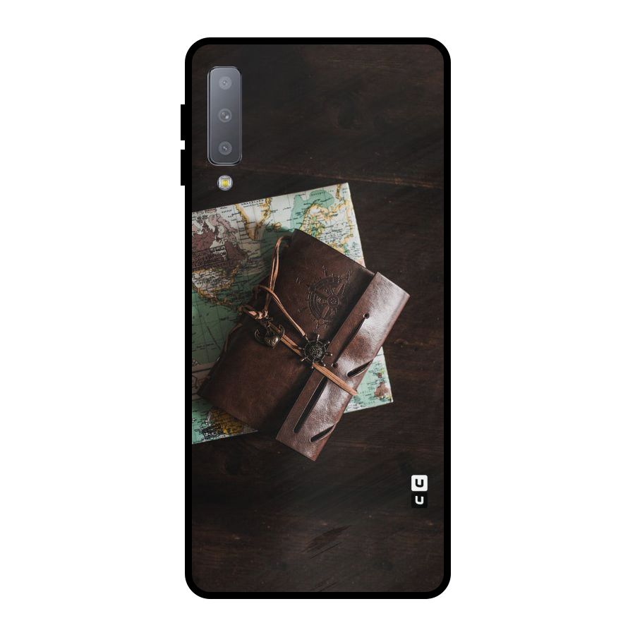 Map Journal Metal Back Case for Galaxy A7 (2018)