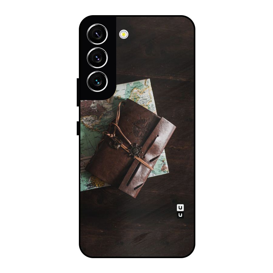 Map Journal Metal Back Case for Galaxy S22 5G