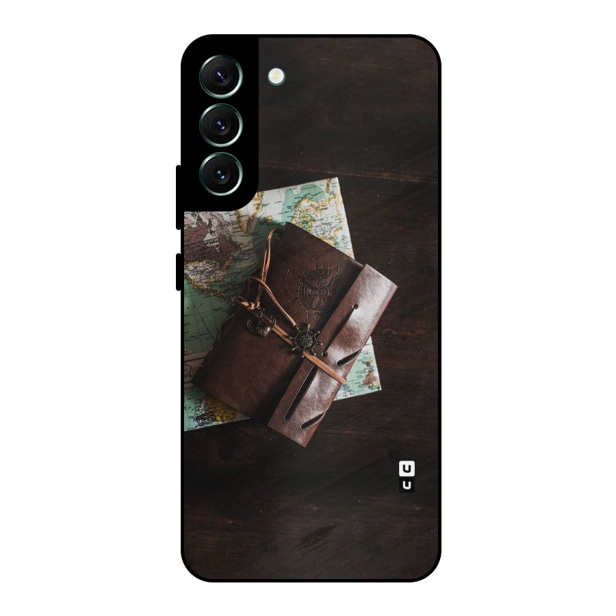 Map Journal Metal Back Case for Galaxy S22 Plus 5G