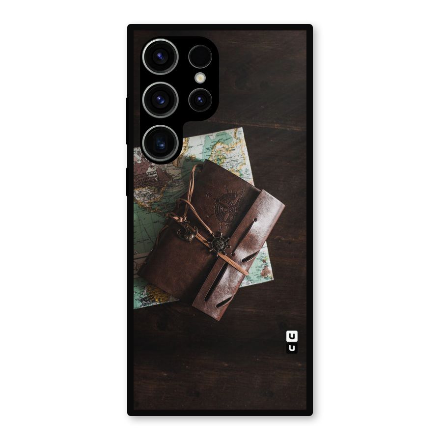 Map Journal Metal Back Case for Galaxy S23 Ultra