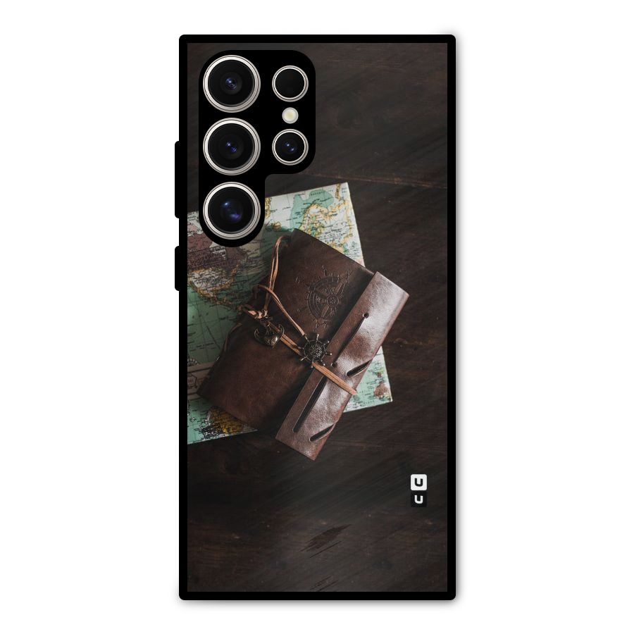Map Journal Metal Back Case for Galaxy S24 Ultra
