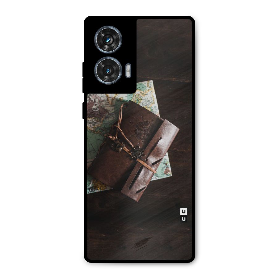 Map Journal Metal Back Case for Motorola Edge 50 Fusion