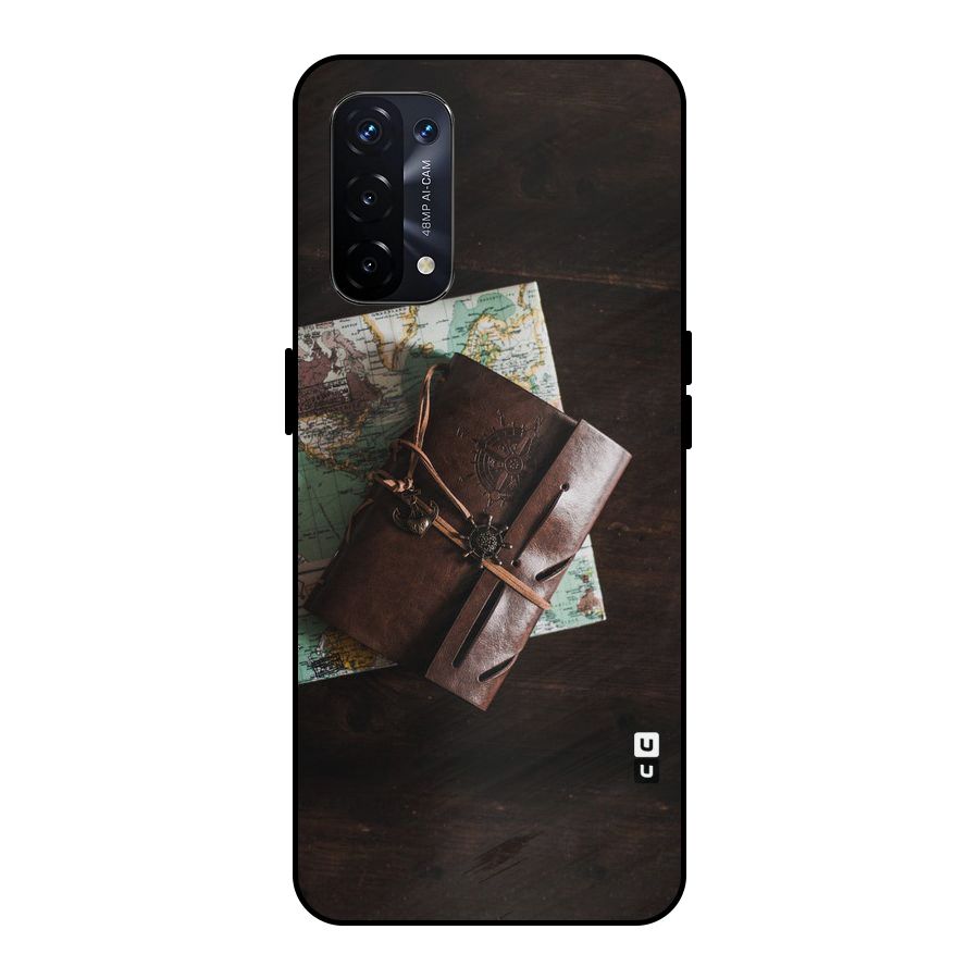Map Journal Metal Back Case for Oppo A74 5G