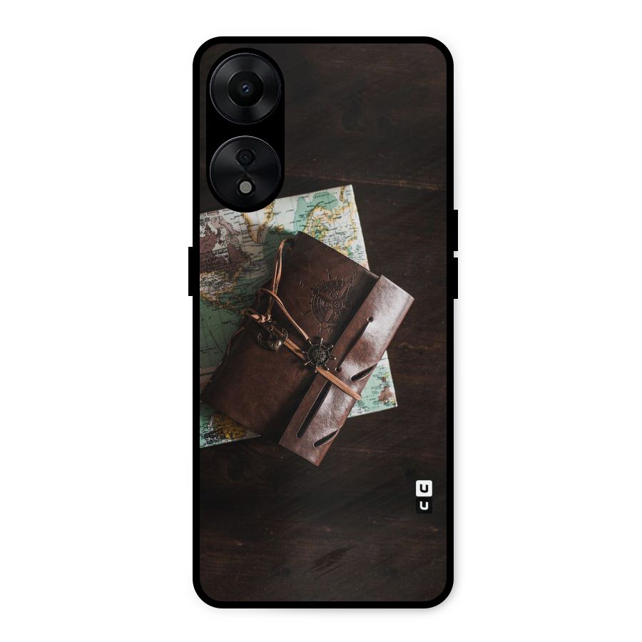 Map Journal Metal Back Case for Oppo A78 5G