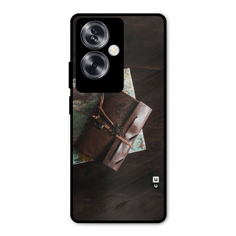 Map Journal Metal Back Case for Oppo A79 5G