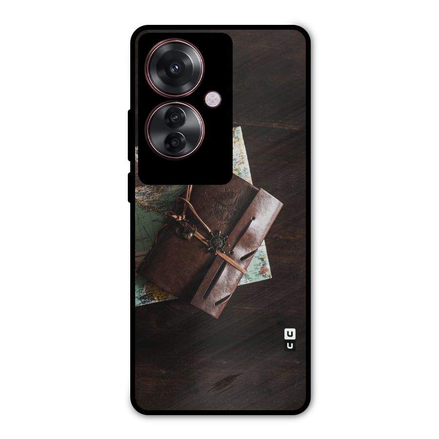 Map Journal Metal Back Case for Oppo F25 Pro