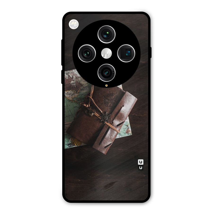 Map Journal Metal Back Case for Oppo Find X8 Pro