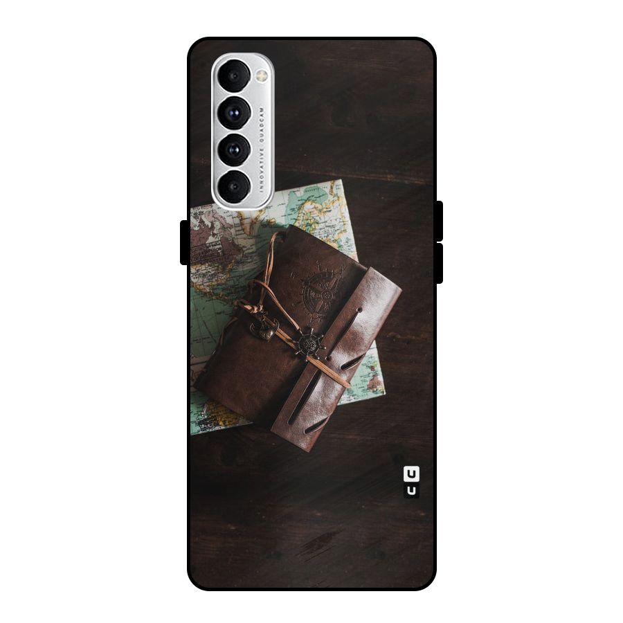 Map Journal Metal Back Case for Oppo Reno4 Pro