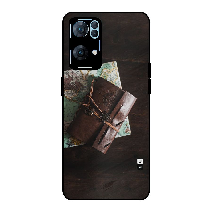 Map Journal Metal Back Case for Oppo Reno7 Pro 5G