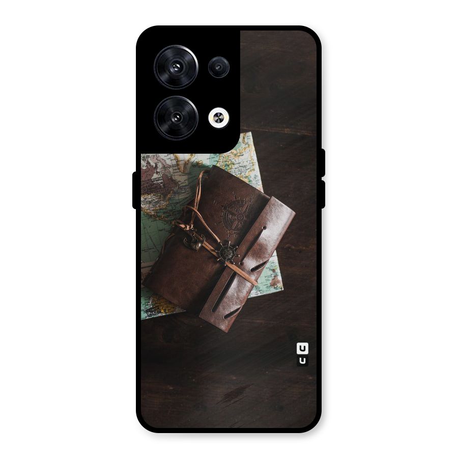 Map Journal Metal Back Case for Oppo Reno8 5G