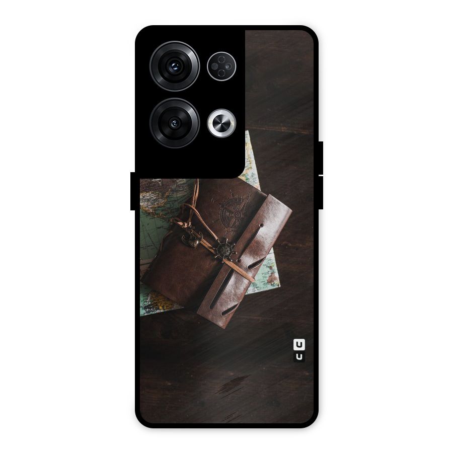 Map Journal Metal Back Case for Oppo Reno8 Pro 5G