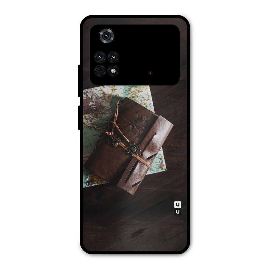 Map Journal Metal Back Case for Poco M4 Pro 4G