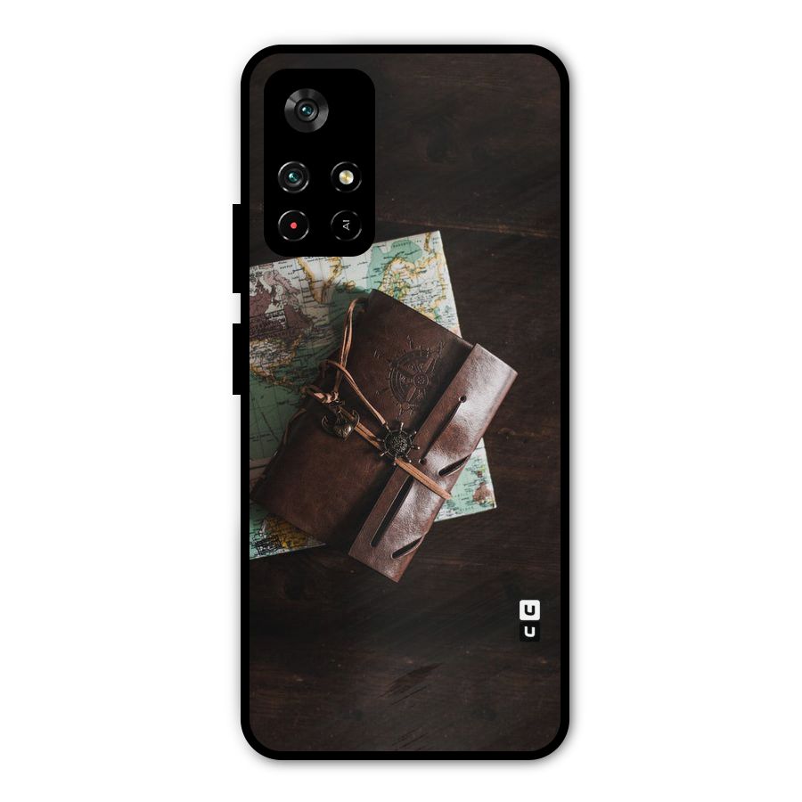 Map Journal Metal Back Case for Poco M4 Pro 5G