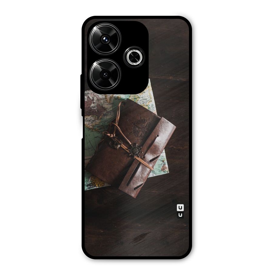 Map Journal Metal Back Case for Poco M6 Plus