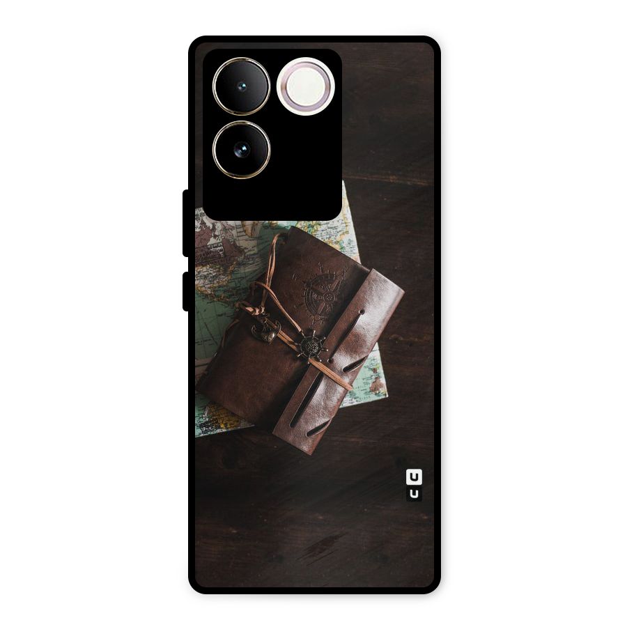 Map Journal Metal Back Case for Vivo T2 Pro