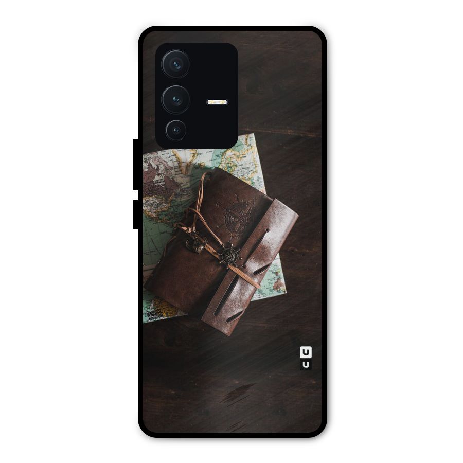 Map Journal Metal Back Case for Vivo V23 Pro