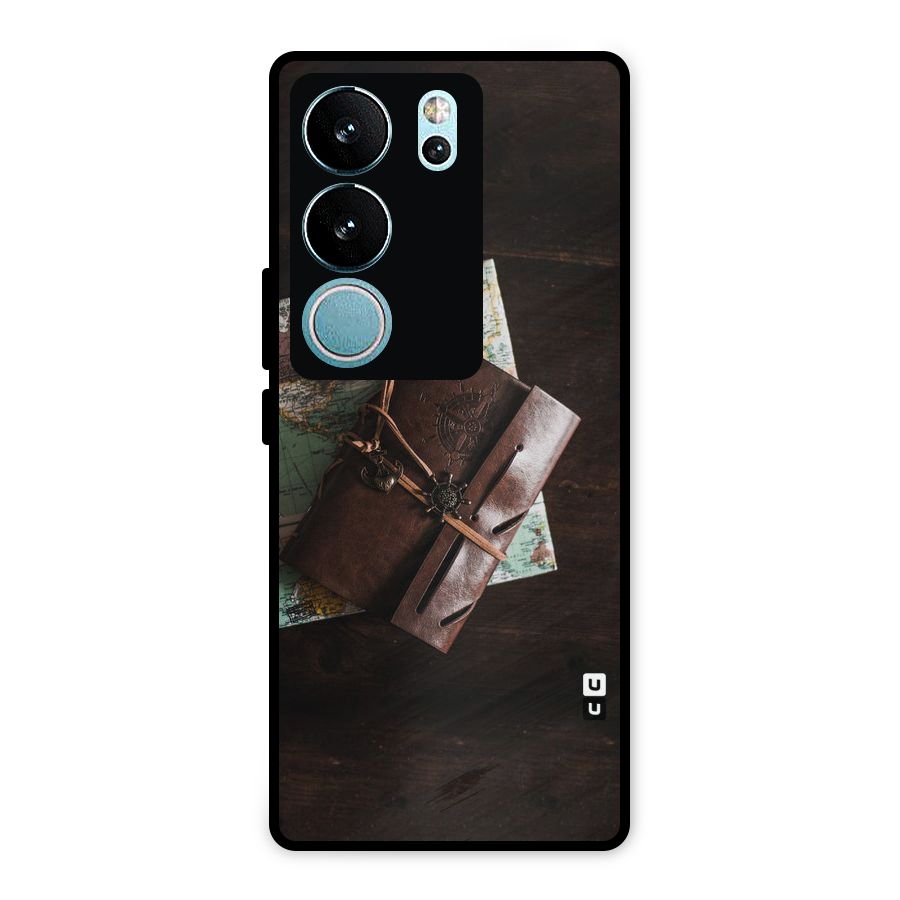 Map Journal Metal Back Case for Vivo V29 Pro