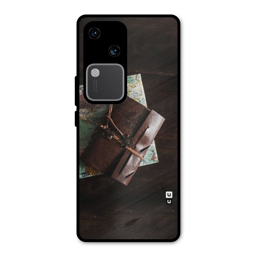Map Journal Metal Back Case for Vivo V30 Pro