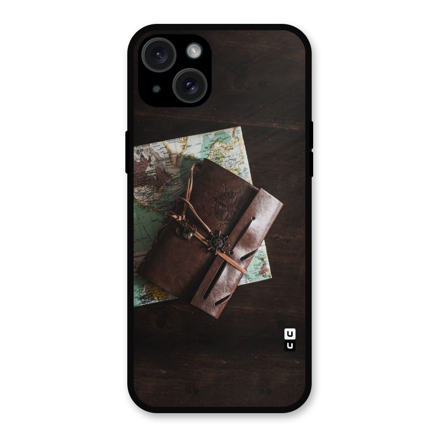 Map Journal Metal Back Case for iPhone 15 Plus
