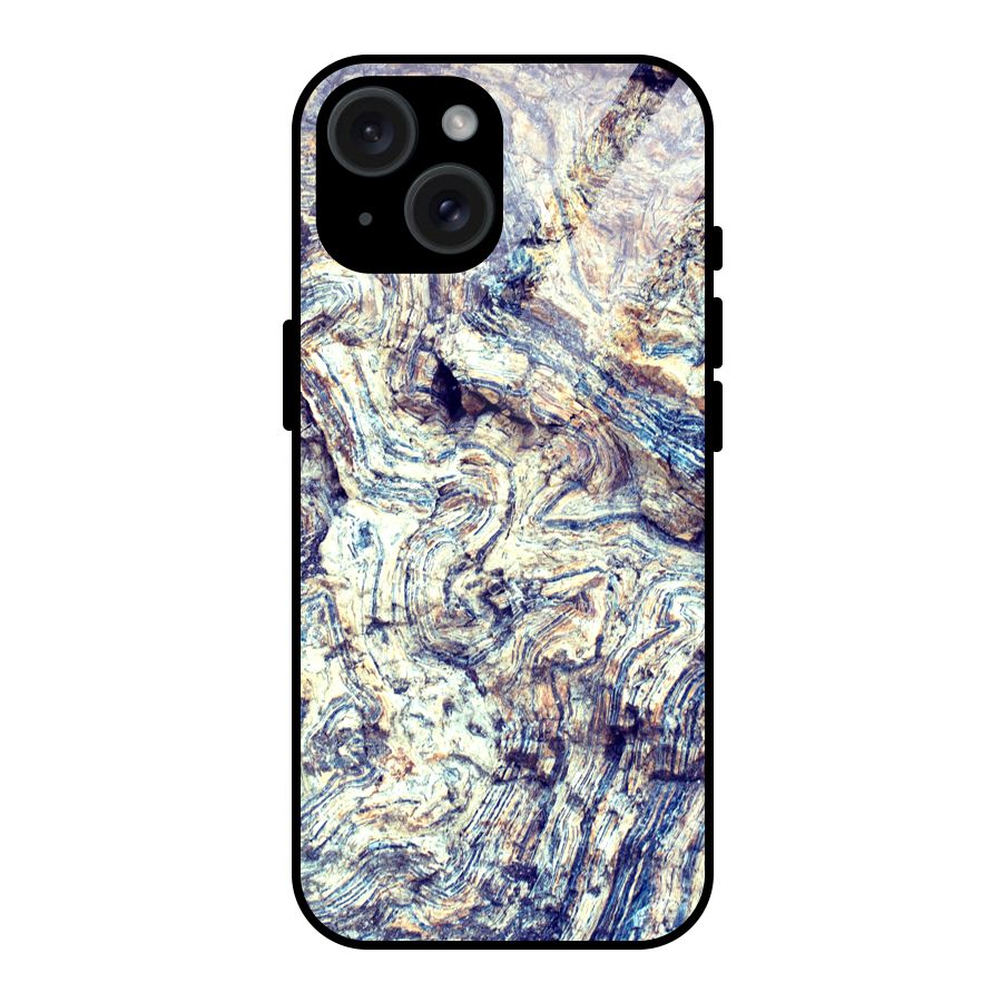 Marble Pattern Glass Back Case for iPhone 15