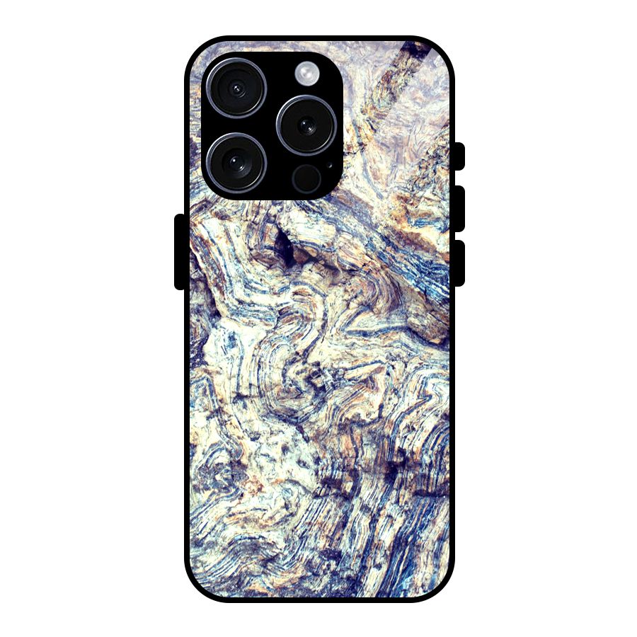 Marble Pattern Glass Back Case for iPhone 15 Pro