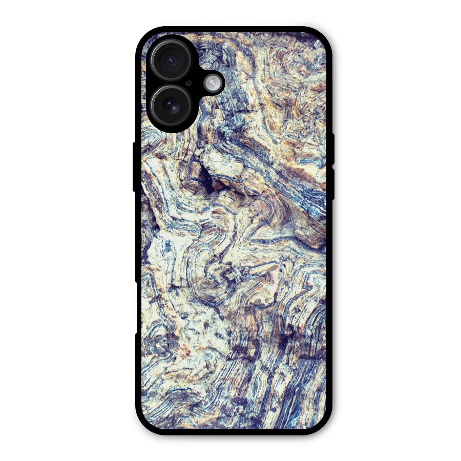 Marble Pattern Metal Back Case for iPhone 16 Plus