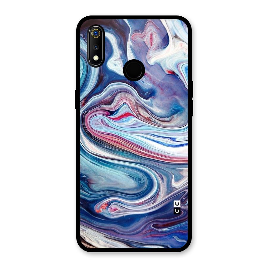 Marble Style Printed Glass Back Case for Realme 3
