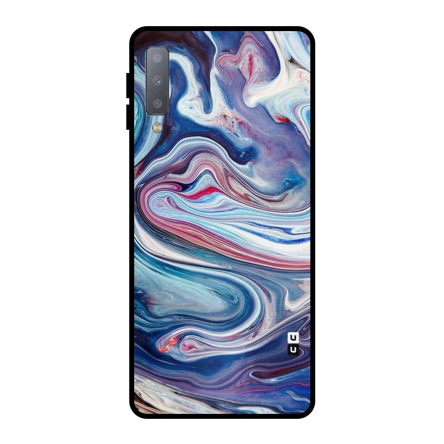 Marble Style Printed Metal Back Case for Galaxy A7 (2018)