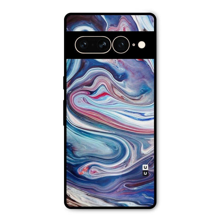 Marble Style Printed Metal Back Case for Google Pixel 7 Pro