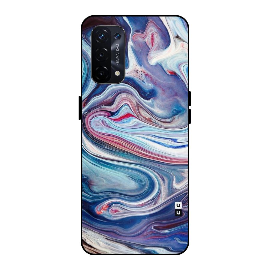 Marble Style Printed Metal Back Case for Oppo A74 5G