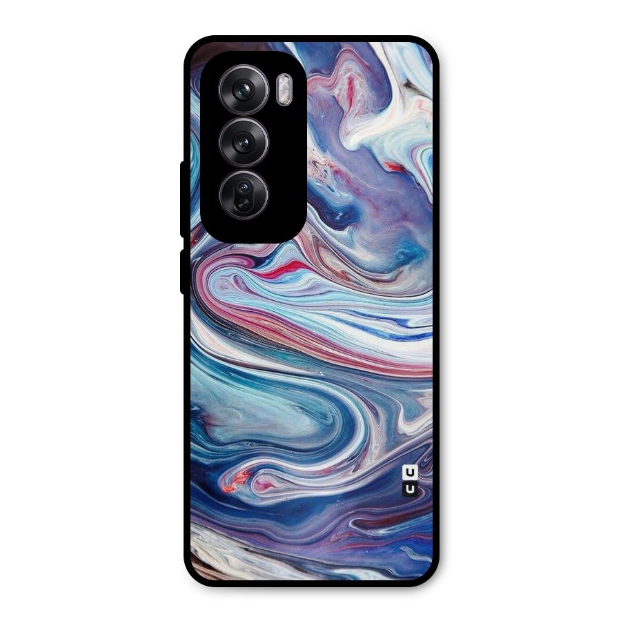 Marble Style Printed Metal Back Case for Oppo Reno12 Pro