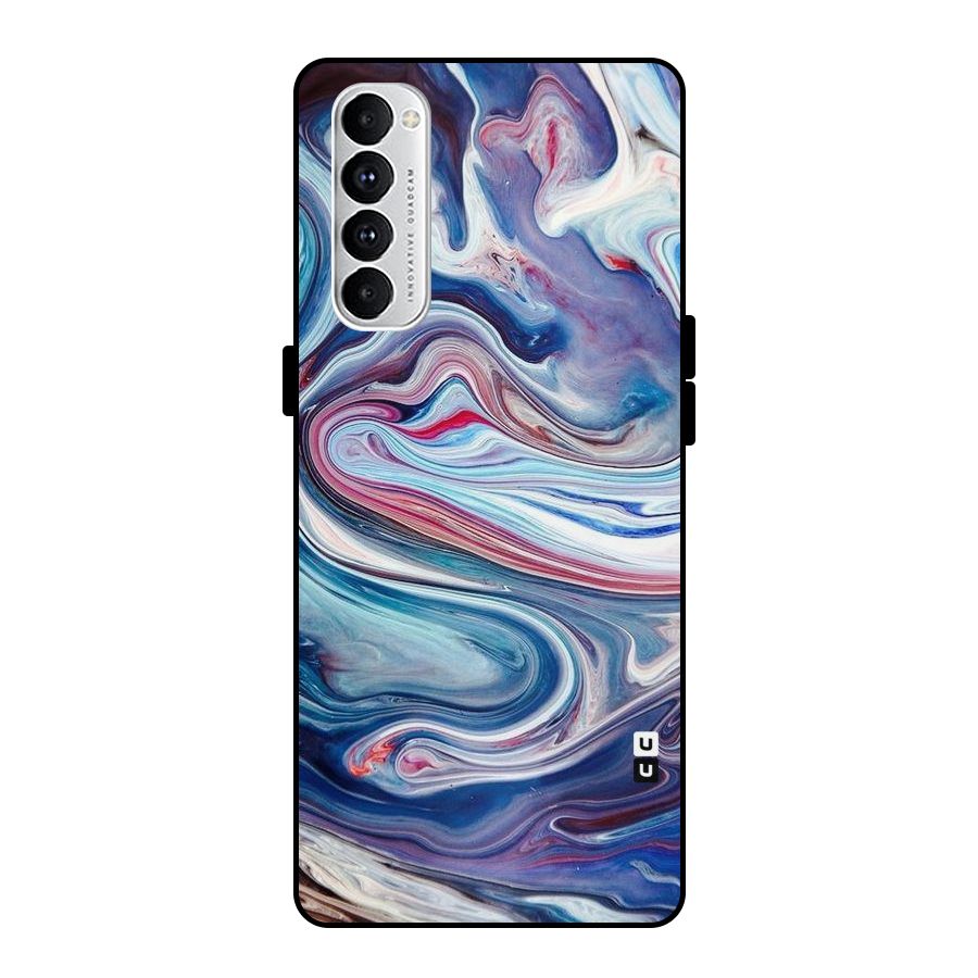 Marble Style Printed Metal Back Case for Oppo Reno4 Pro