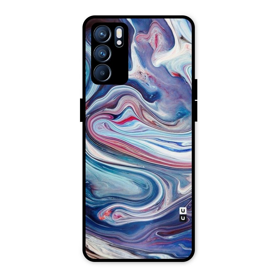 Marble Style Printed Metal Back Case for Oppo Reno6 5G