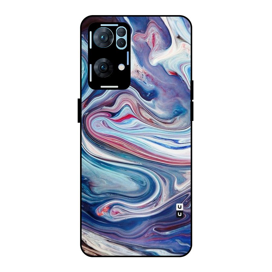 Marble Style Printed Metal Back Case for Oppo Reno7 Pro 5G